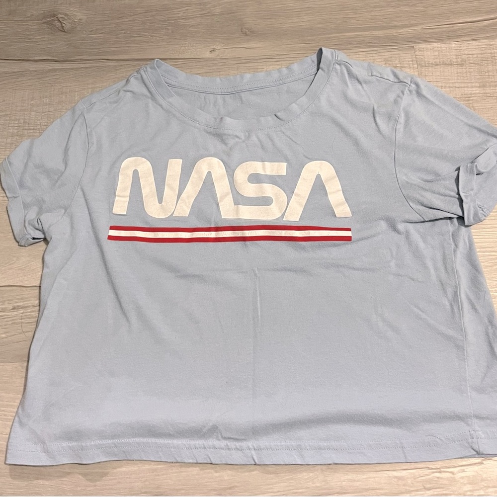 Ardene’s NASA cropped top in pastel blue
